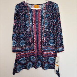 RUBY RD Blocked Bandana Top Size Small NWT